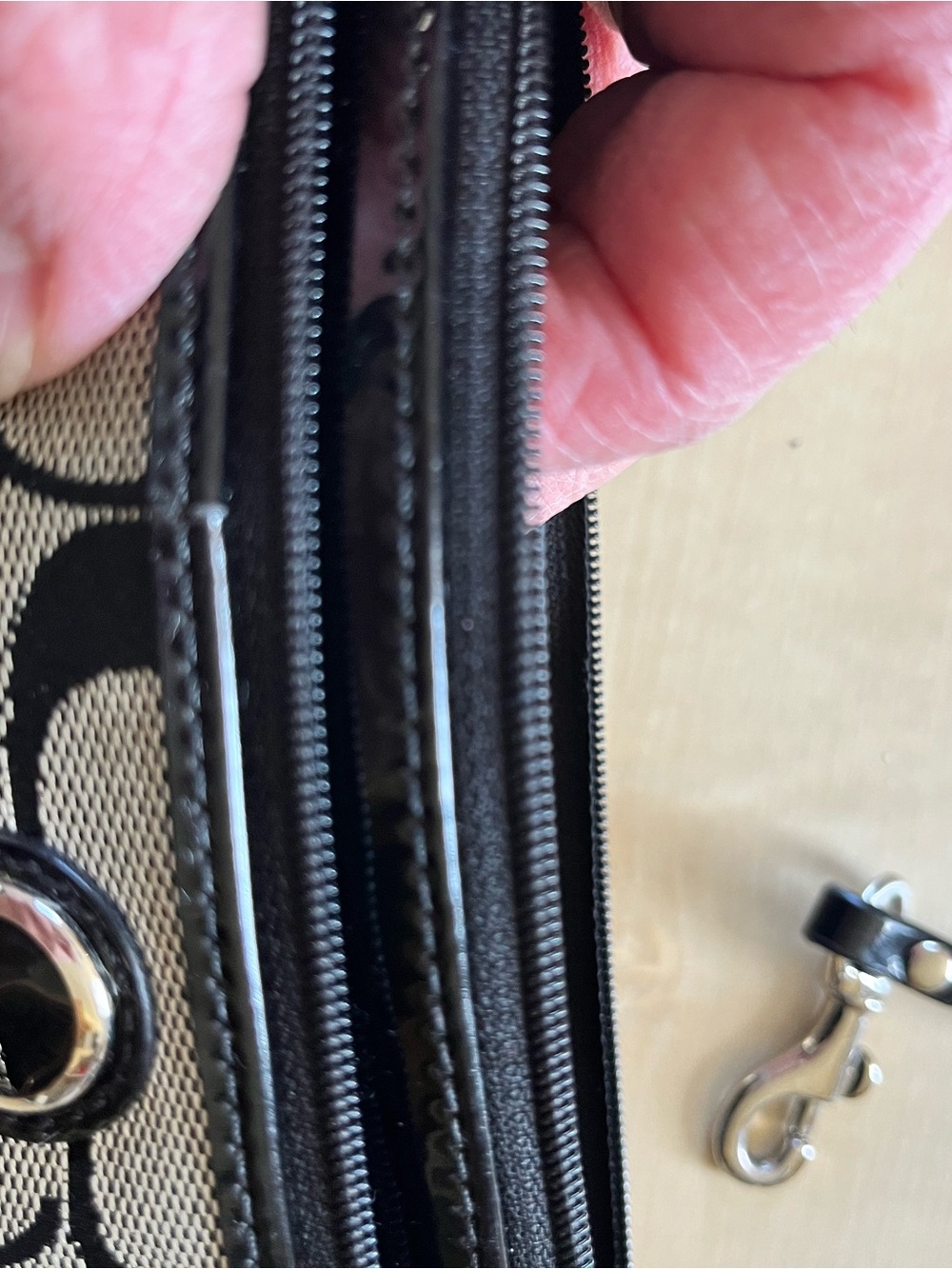 Coach Poppy Signature Wristlet in Black, Gray & Red - Picture 8 of 14